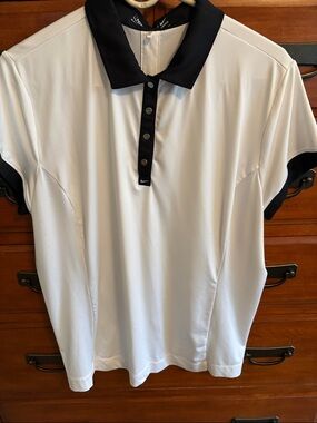 Nike White Polo with Black Collar and Placket - Women’s Golf